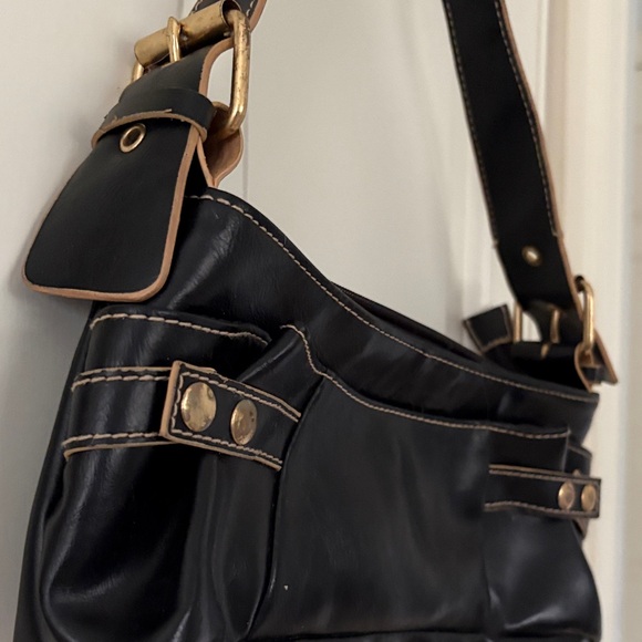 Y2K Chic Black Shoulder Bag with Brown Accents - Picture 4 of 6